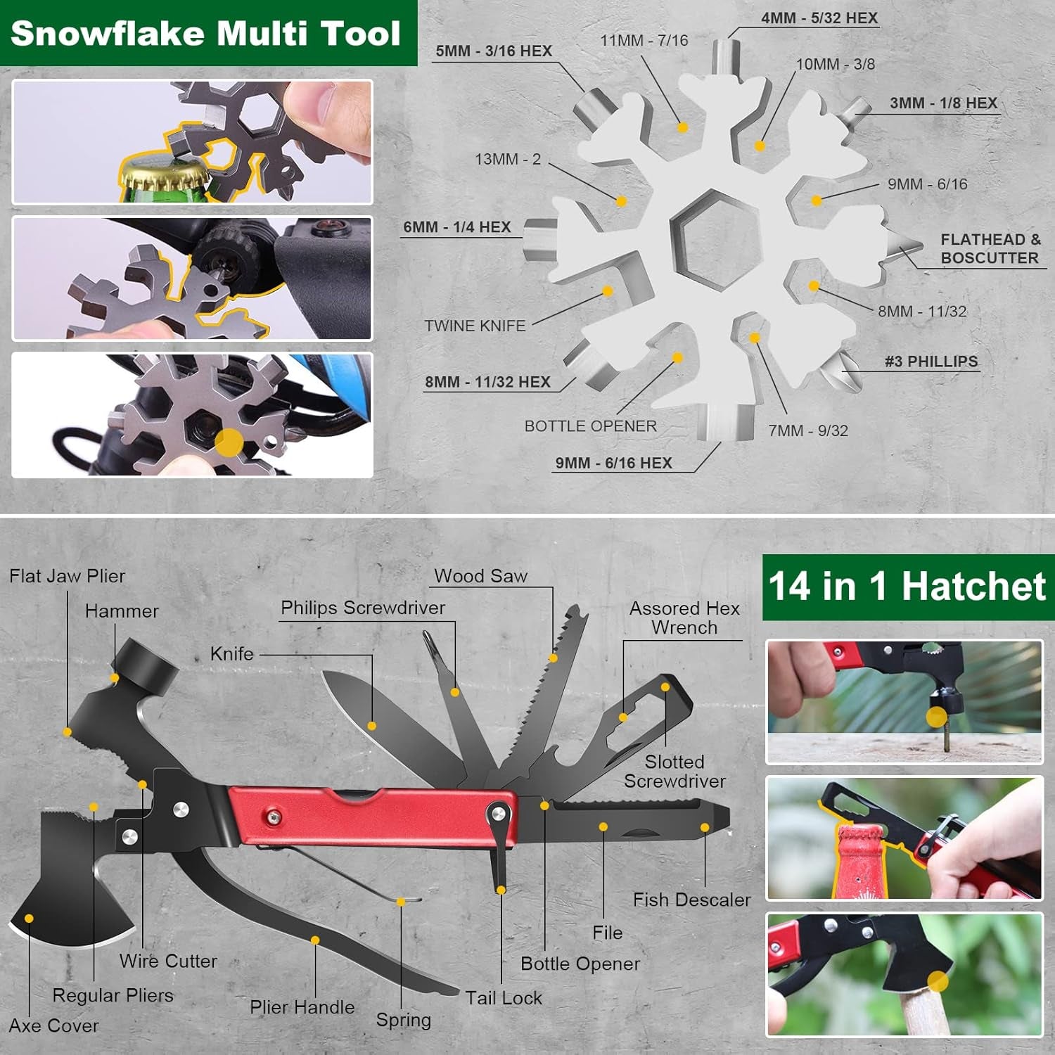 Survival Kits 27 in 1, Survival Gear and Supplies, Christmas Stocking Stuffers Camping Accessories Tactical Gear Fishing Equipment for Camping Hiking Hunting, Christmas Birthday Gifts for Men