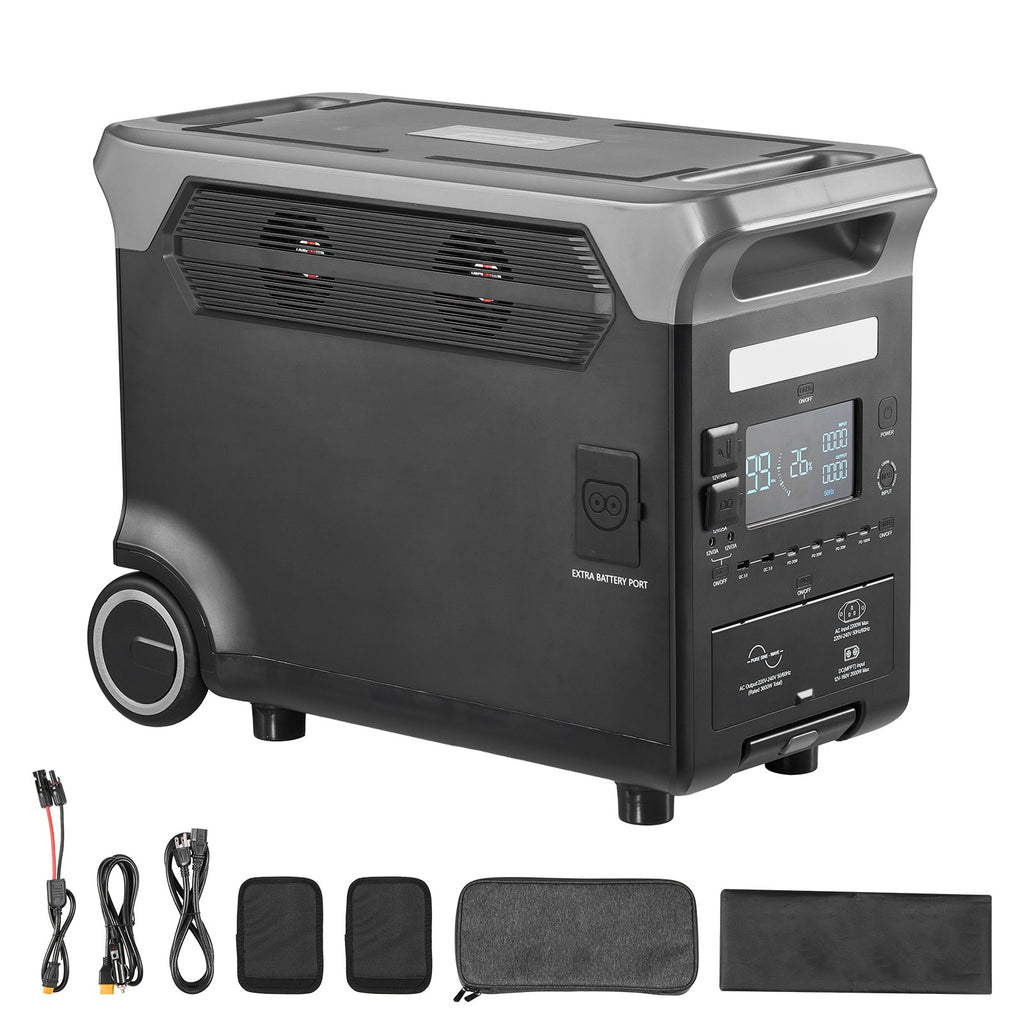 3840Wh Portable Power Station, 3600W Solar Generator with 10 Output Ports, Battery Backup for Camping, RV, Travel & Emergency Home Use