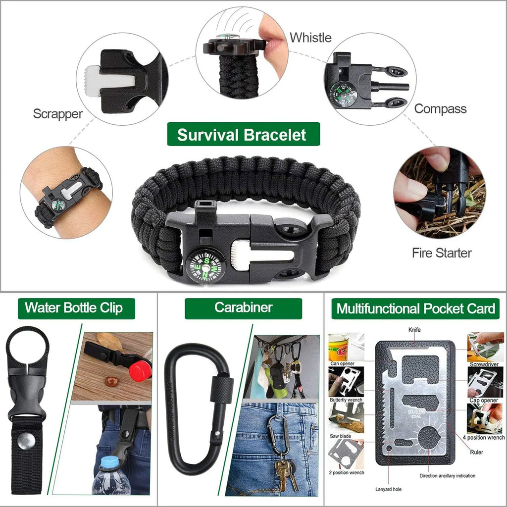 35-in-1 Survival & First Aid Kit, Compact Emergency Survival Gear with Essential Outdoor Tools, Camping Hiking Hunting Fishing Kit, Gift for Men