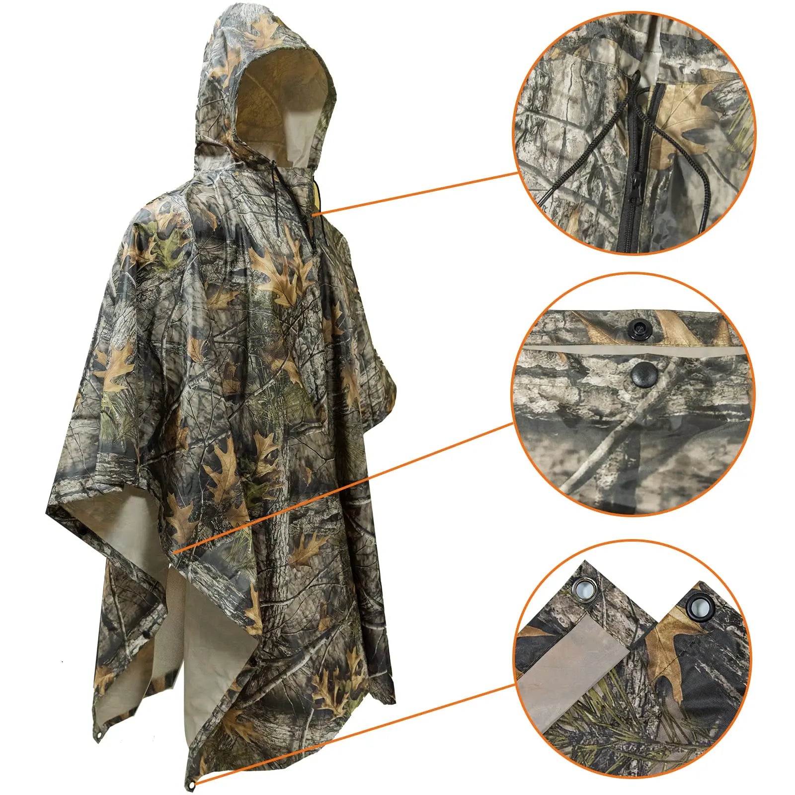 LOOGU Rain Poncho, Waterproof Camouflage Rain Coat Outdoor Camo Shelter Ground Sheet