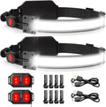 USB Rechargeable LED Headlamp, 1000 Lumens with 230° Wide Beam & Red Taillight, Waterproof Headlight for Camping, Hiking, Running & Hard Hat Use