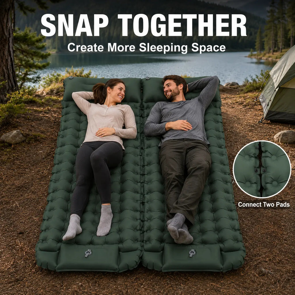 3.9" Thick Inflatable Camping Sleeping Pad with Built-In Pillow & Pump, Waterproof TPU Air Mattress, Portable Sleeping Mat for Backpacking, Hiking & Travel
