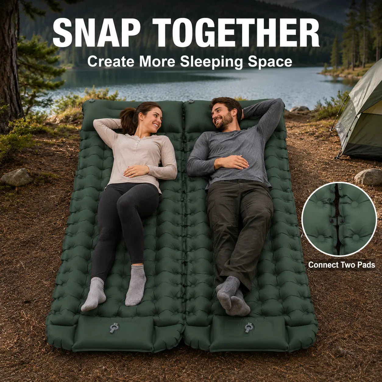 3.9" Thick Inflatable Camping Sleeping Pad with Built-In Pillow & Pump, Waterproof TPU Air Mattress, Portable Sleeping Mat for Backpacking, Hiking & Travel
