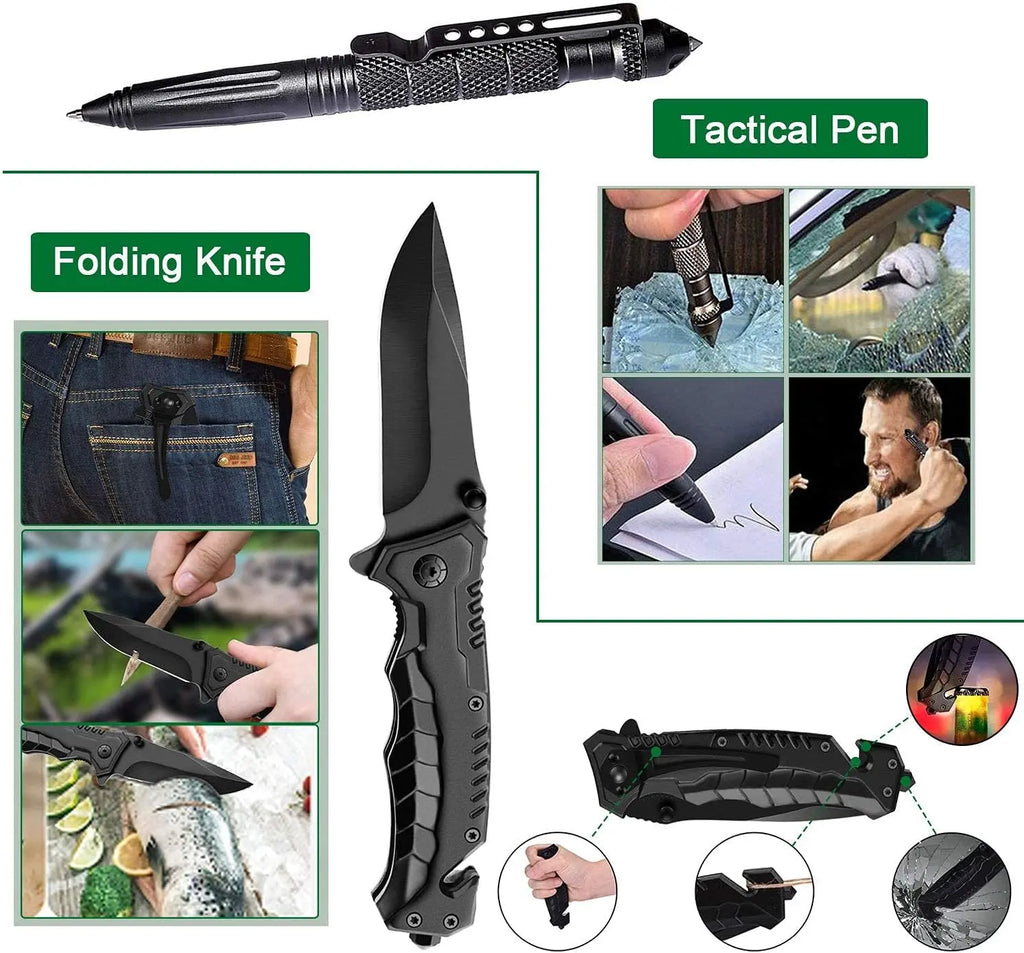 35-in-1 Survival & First Aid Kit, Compact Emergency Survival Gear with Essential Outdoor Tools, Camping Hiking Hunting Fishing Kit, Gift for Men