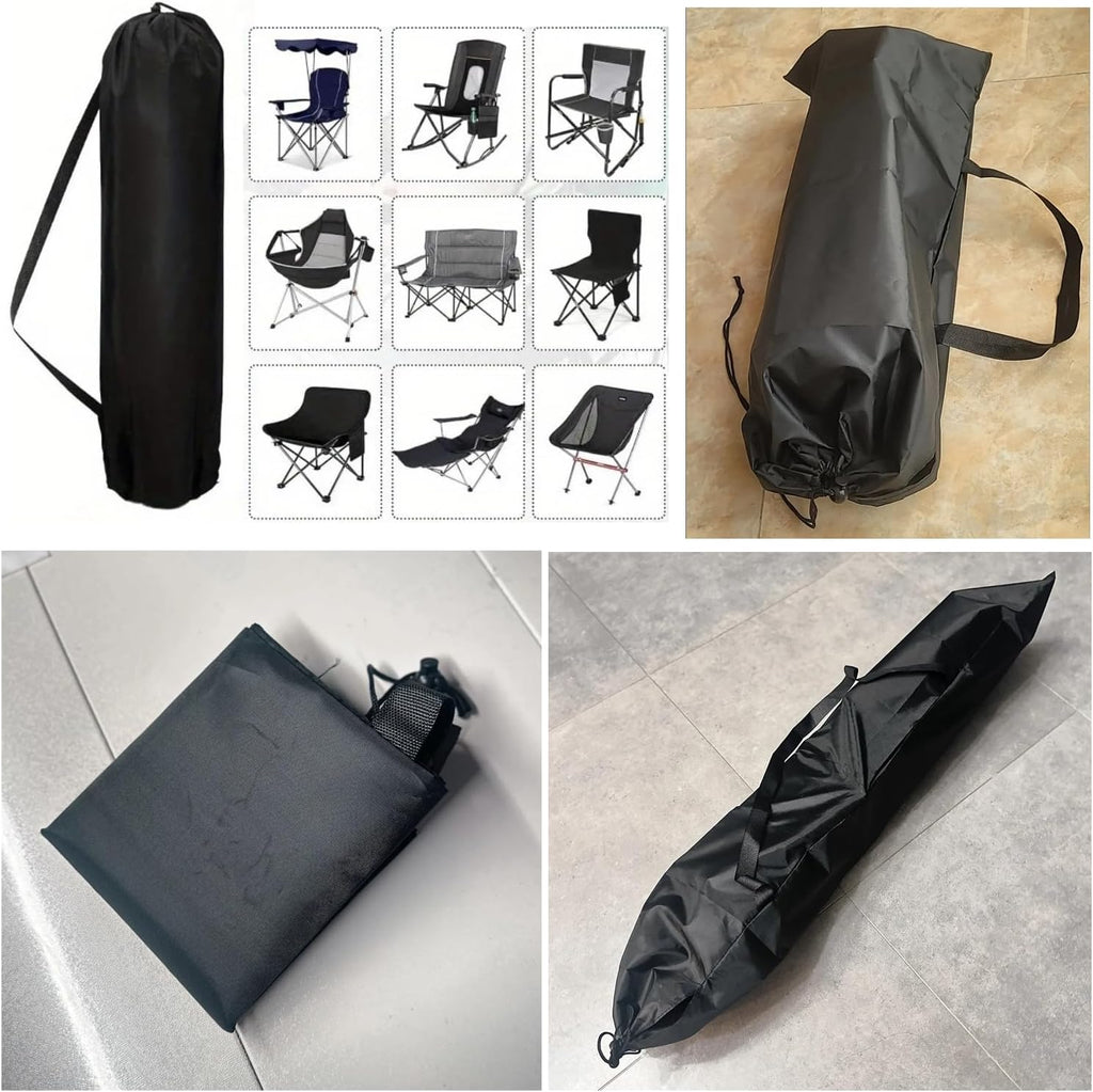 2 Pack Folding Camping Chair Carry Bags, Replacement Storage Bags with Handles, Drawstring Pouches for Portable Beach Chairs, Rocking & Folding Camp Chairs