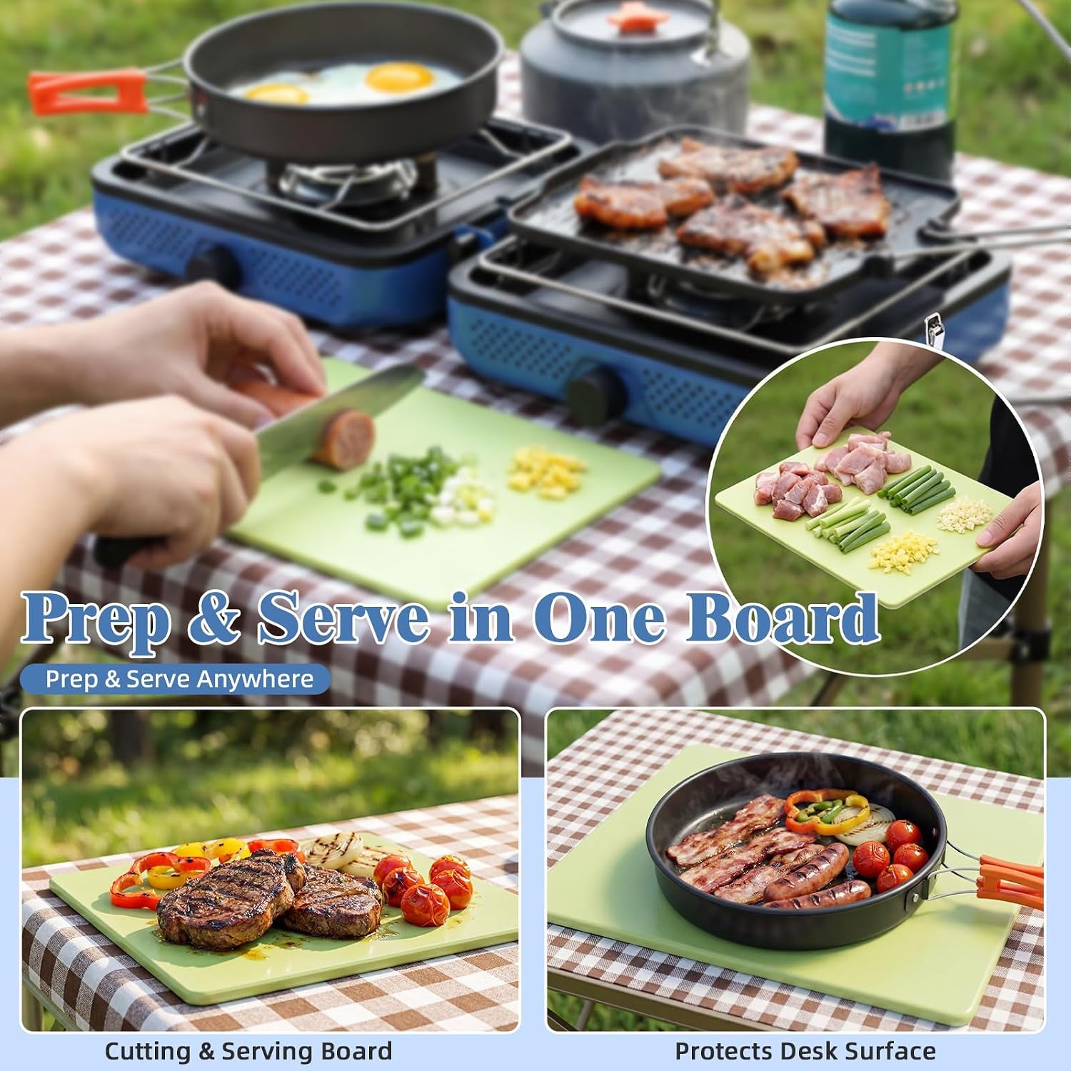 30,000 BTU 2-Burner Propane Camping Stove with Cookware Set & Carry Bag, Portable Foldable Gas Stove for Outdoor Cooking