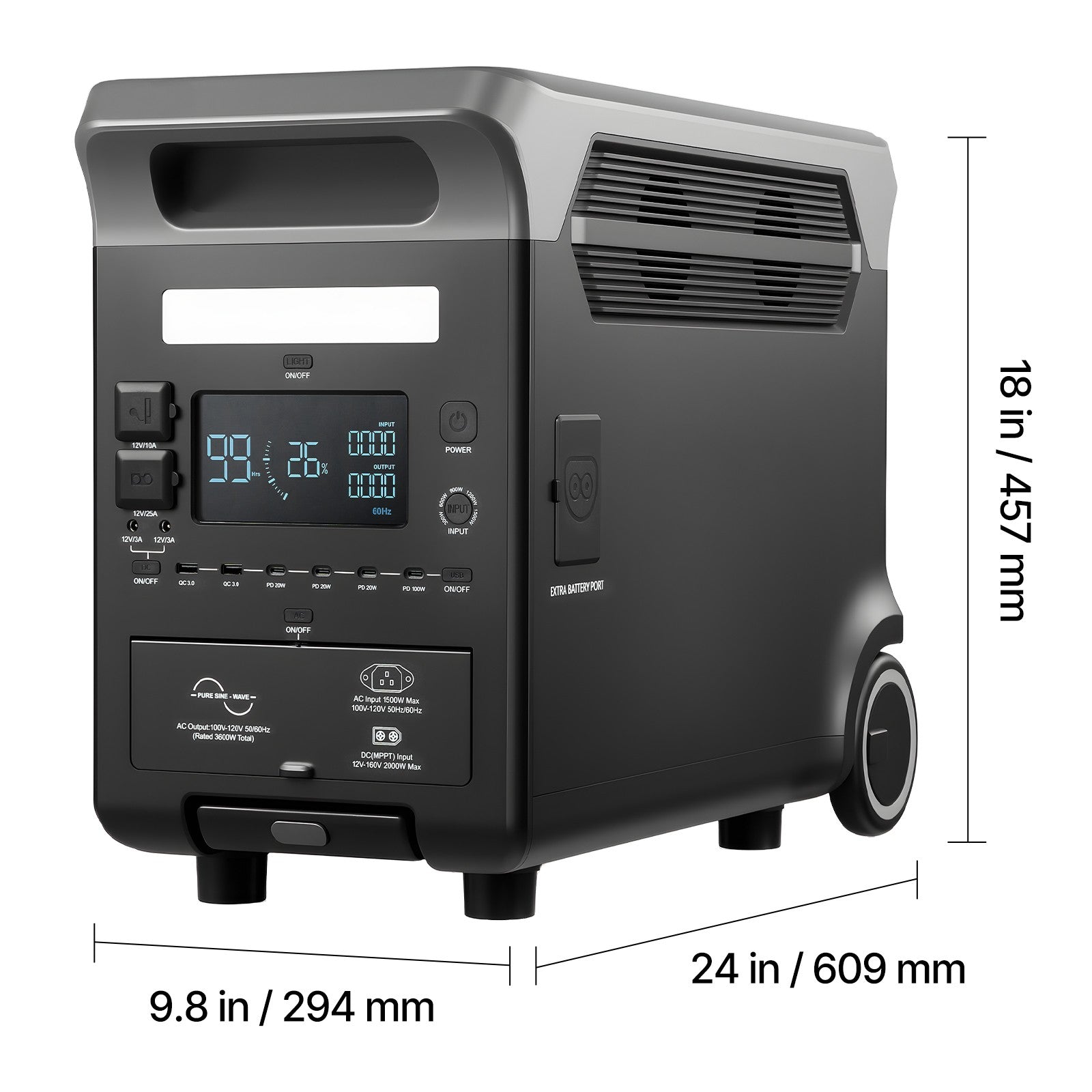 3840Wh Portable Power Station, 3600W Solar Generator with 10 Output Ports, Battery Backup for Camping, RV, Travel & Emergency Home Use