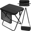 Portable Folding Camping Stool with Side Pocket, Lightweight Metal Frame, Tall Foldable Camping Chair for Adults, Compact Seat for Hiking, Fishing, Travel & Outdoor Use