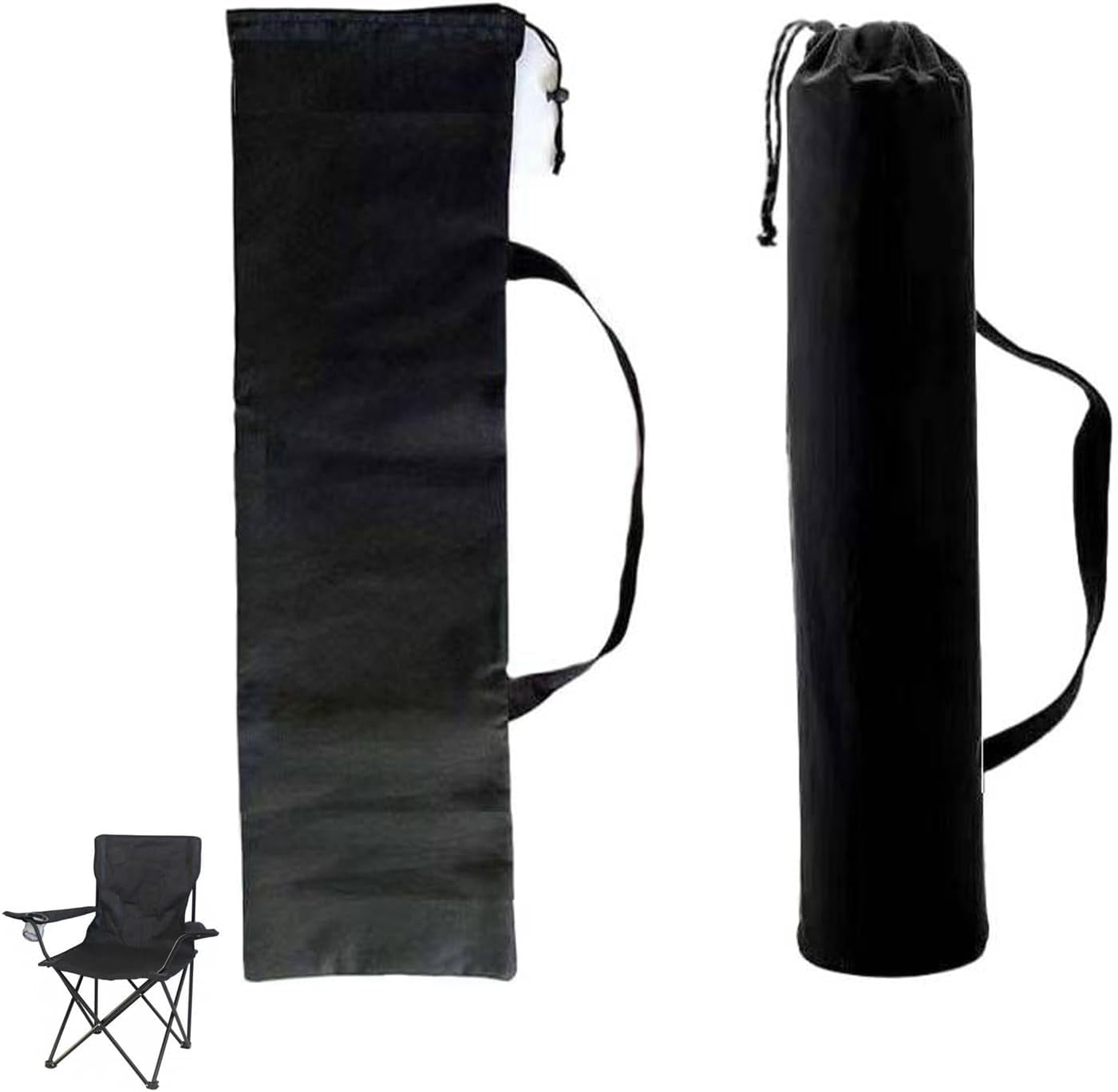 2 Pack Folding Camping Chair Carry Bags, Replacement Storage Bags with Handles, Drawstring Pouches for Portable Beach Chairs, Rocking & Folding Camp Chairs