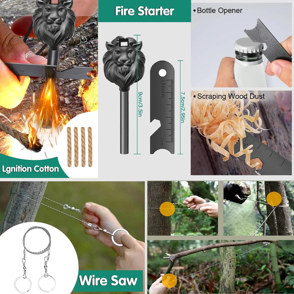 35-in-1 Survival Kit, Emergency Survival Gear & Outdoor Camping Accessories, Portable Survival Tools for Camping, Hiking, Fishing & Hunting