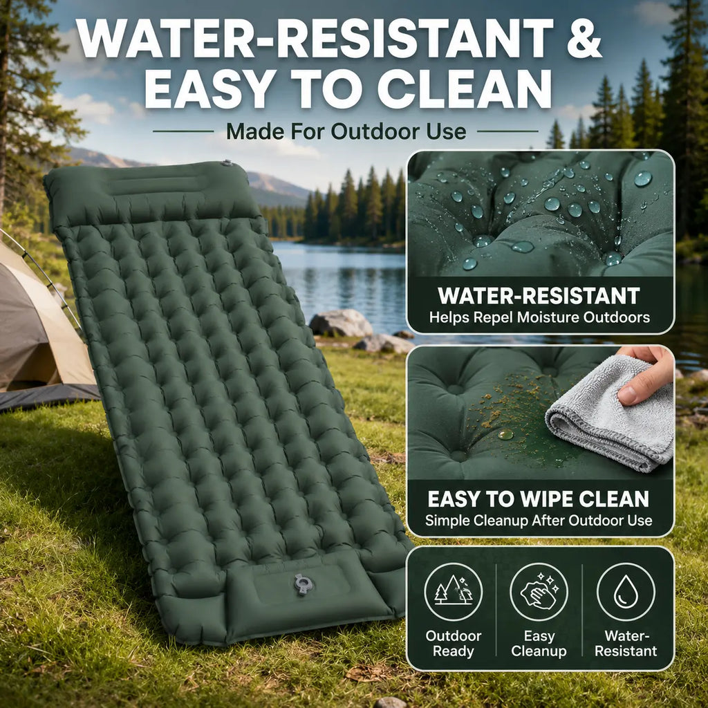 3.9" Thick Inflatable Camping Sleeping Pad with Built-In Pillow & Pump, Waterproof TPU Air Mattress, Portable Sleeping Mat for Backpacking, Hiking & Travel