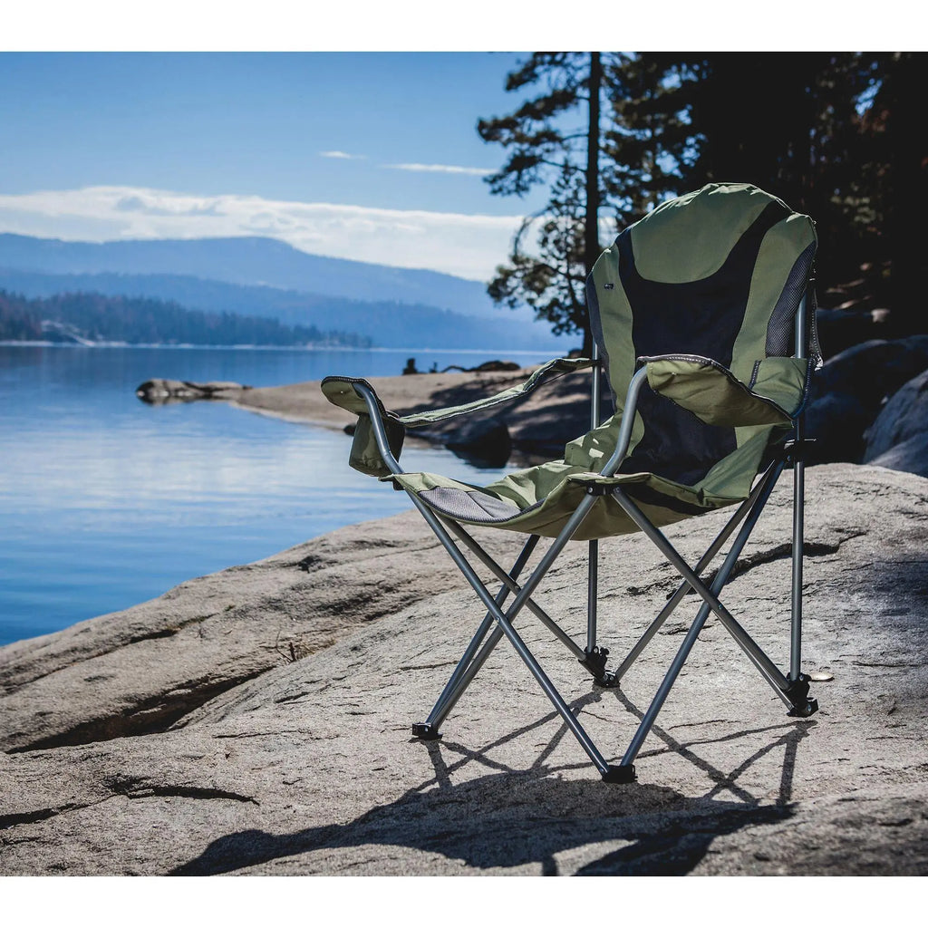 Reclining Camping Chair, Portable Folding Outdoor Chair with Adjustable Backrest, Comfortable Lounge Chair for Camping, Beach, Picnic, Patio & Outdoor Use