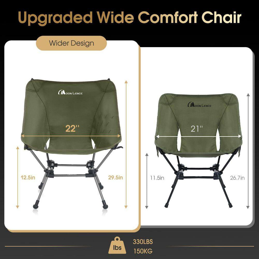 18.1-Inch Portable Folding Camping Chair, 330 Lb. Weight Capacity with Carry Bag, Lightweight Outdoor Chair for Camping, Hiking, Backpacking & Travel – Green