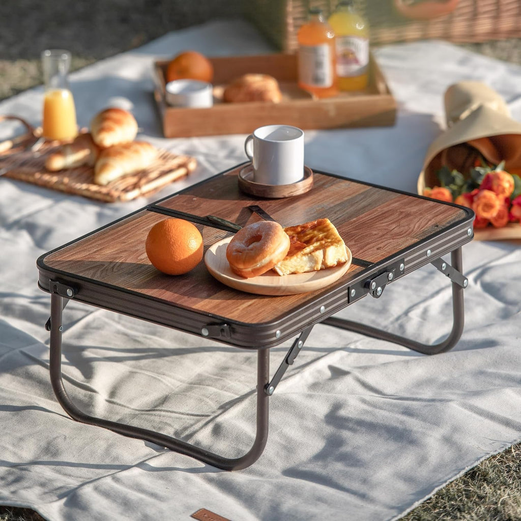 Portable Folding Camping Table, Adjustable Legs with Carry Bag, Compact Outdoor Side Table for Camping, Beach, BBQ, Cooking & Travel – Retro