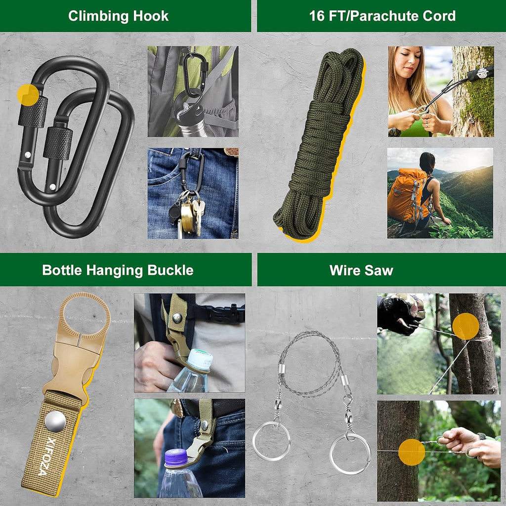 Survival Kits 27 in 1, Survival Gear and Supplies, Christmas Stocking Stuffers Camping Accessories Tactical Gear Fishing Equipment for Camping Hiking Hunting, Christmas Birthday Gifts for Men