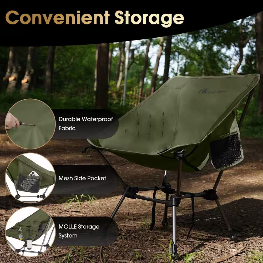 18.1-Inch Portable Folding Camping Chair, 330 Lb. Weight Capacity with Carry Bag, Lightweight Outdoor Chair for Camping, Hiking, Backpacking & Travel – Green