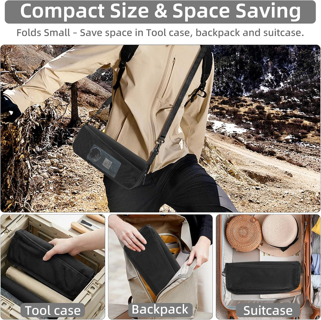 Portable Folding Camping Stool with Side Pocket, Lightweight Metal Frame, Tall Foldable Camping Chair for Adults, Compact Seat for Hiking, Fishing, Travel & Outdoor Use