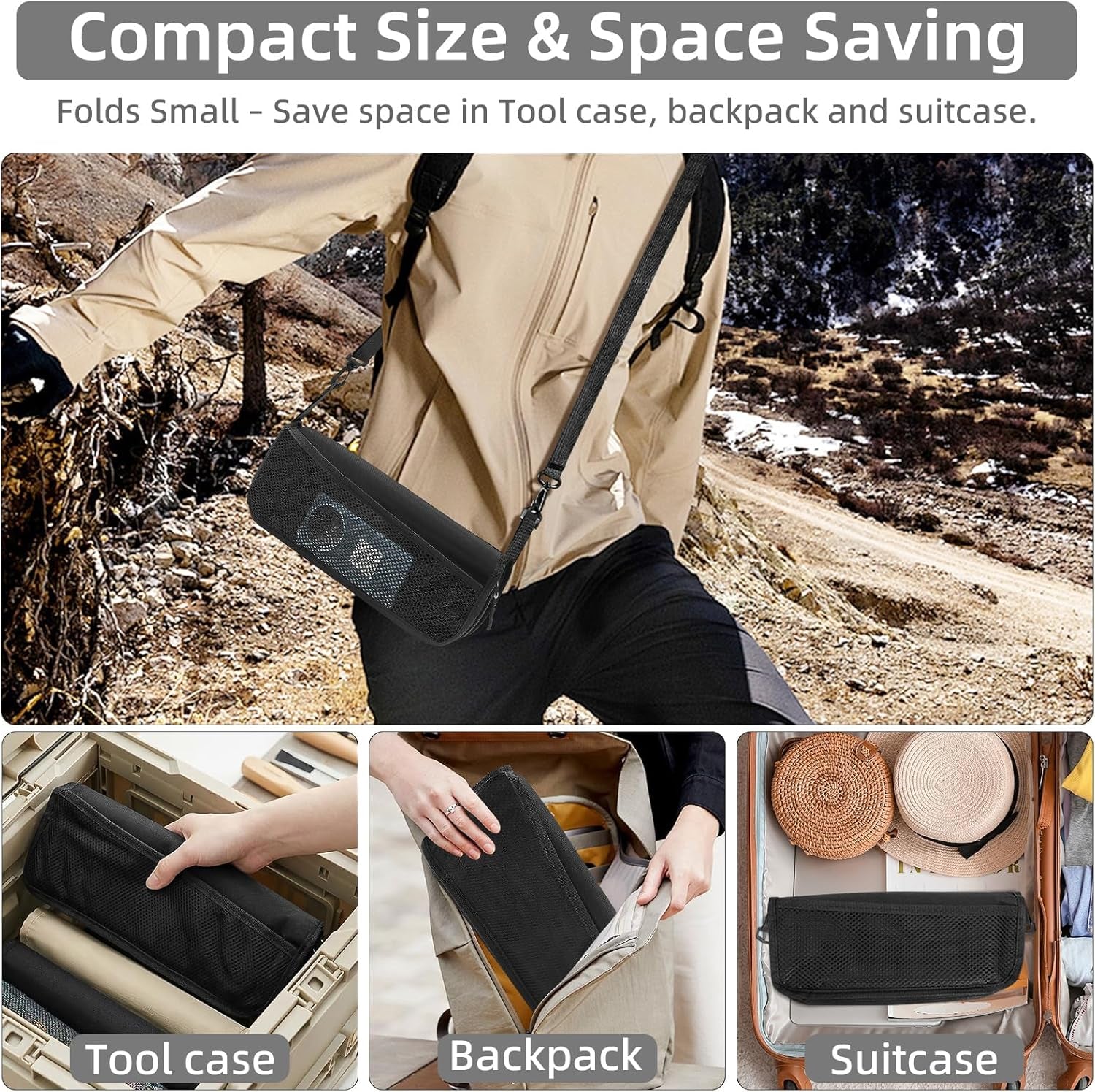Portable Folding Camping Stool with Side Pocket, Lightweight Metal Frame, Tall Foldable Camping Chair for Adults, Compact Seat for Hiking, Fishing, Travel & Outdoor Use