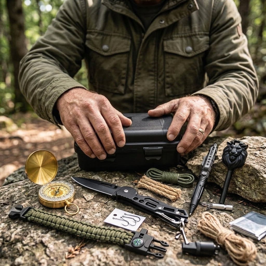 35-in-1 Survival Kit, Emergency Survival Gear & Outdoor Camping Accessories, Portable Survival Tools for Camping, Hiking, Fishing & Hunting