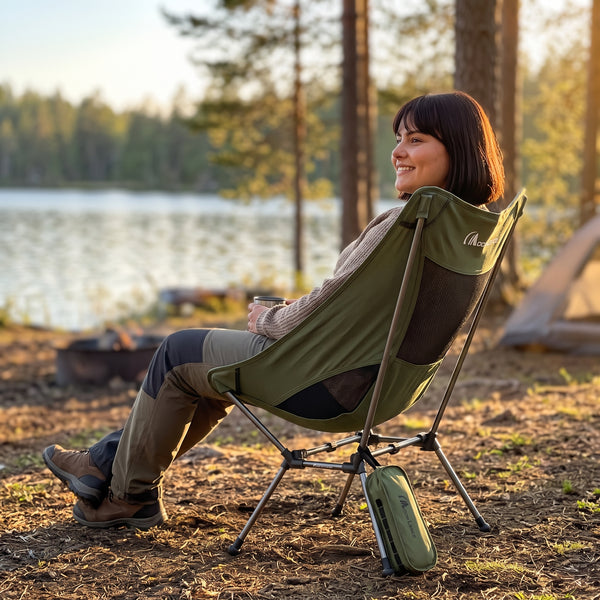 18.1-Inch Portable Folding Camping Chair, 330 Lb. Weight Capacity with Carry Bag, Lightweight Outdoor Chair for Camping, Hiking, Backpacking & Travel – Green