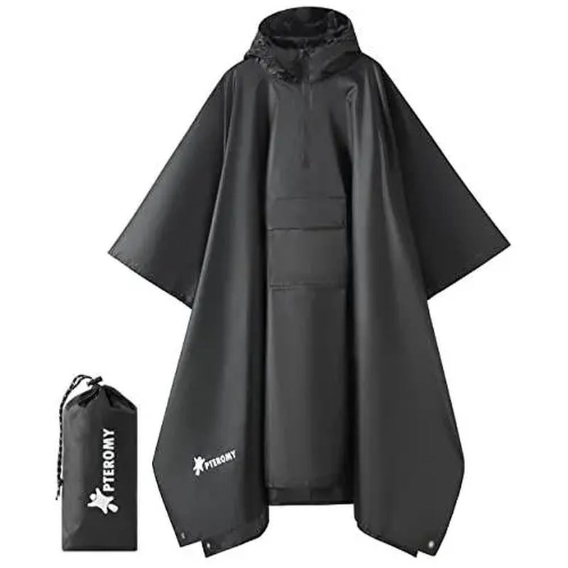 Waterproof Hooded Rain Poncho with Pocket, Lightweight Packable Raincoat for Adults, Unisex Hiking & Camping Rain Gear, Outdoor Emergency Poncho