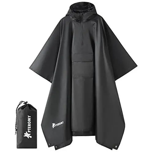 Waterproof Hooded Rain Poncho with Pocket, Lightweight Packable Raincoat for Adults, Unisex Hiking & Camping Rain Gear, Outdoor Emergency Poncho