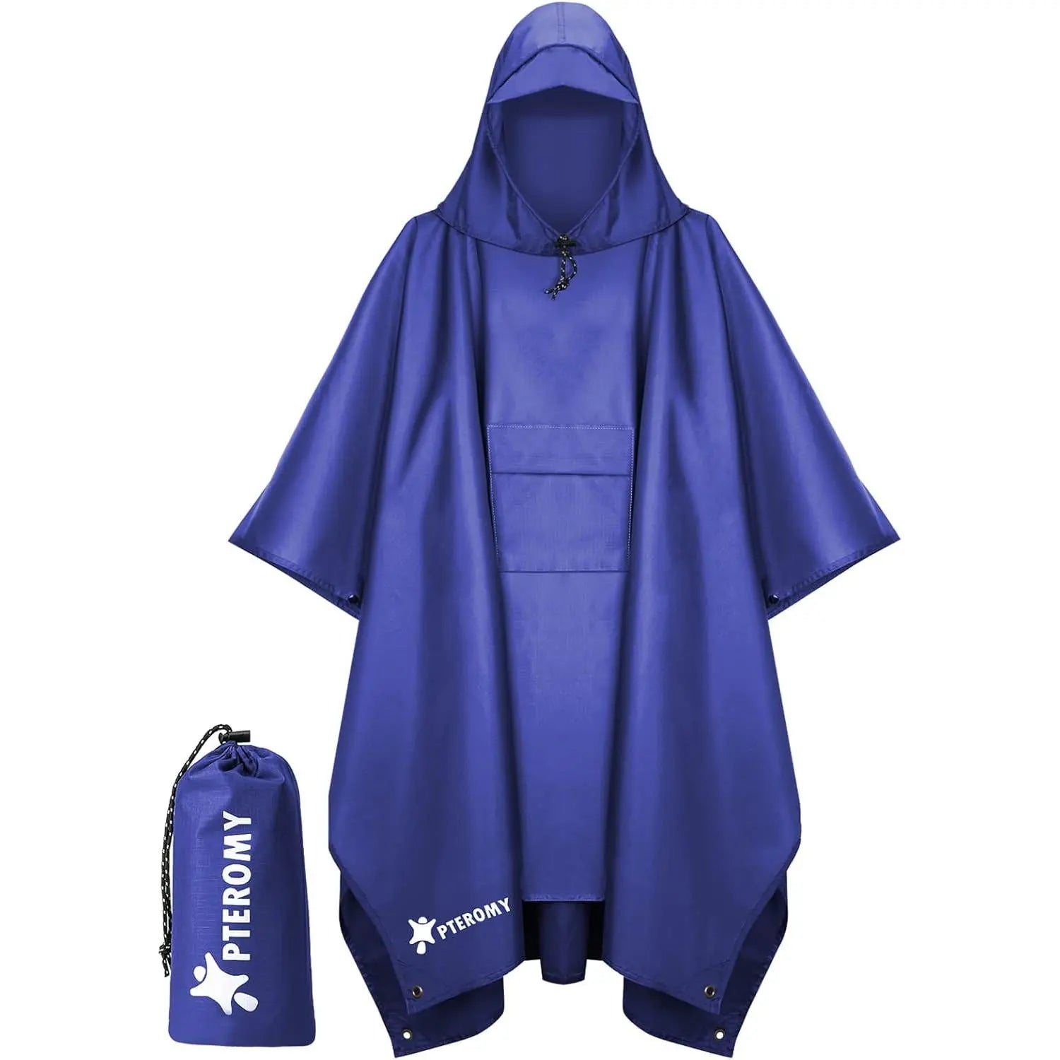 Waterproof Hooded Rain Poncho with Pocket, Lightweight Packable Raincoat for Adults, Unisex Hiking & Camping Rain Gear, Outdoor Emergency Poncho