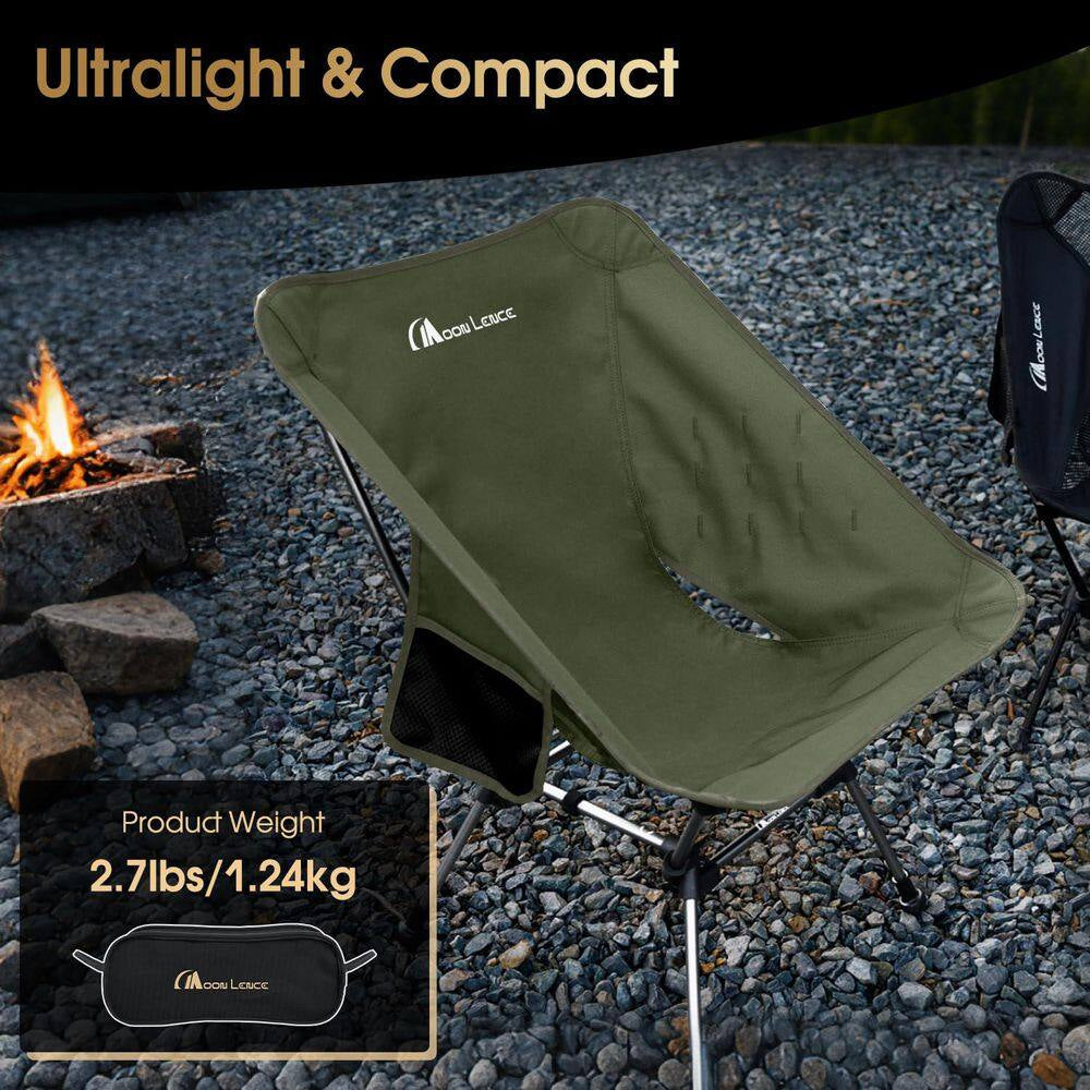 18.1-Inch Portable Folding Camping Chair, 330 Lb. Weight Capacity with Carry Bag, Lightweight Outdoor Chair for Camping, Hiking, Backpacking & Travel – Green