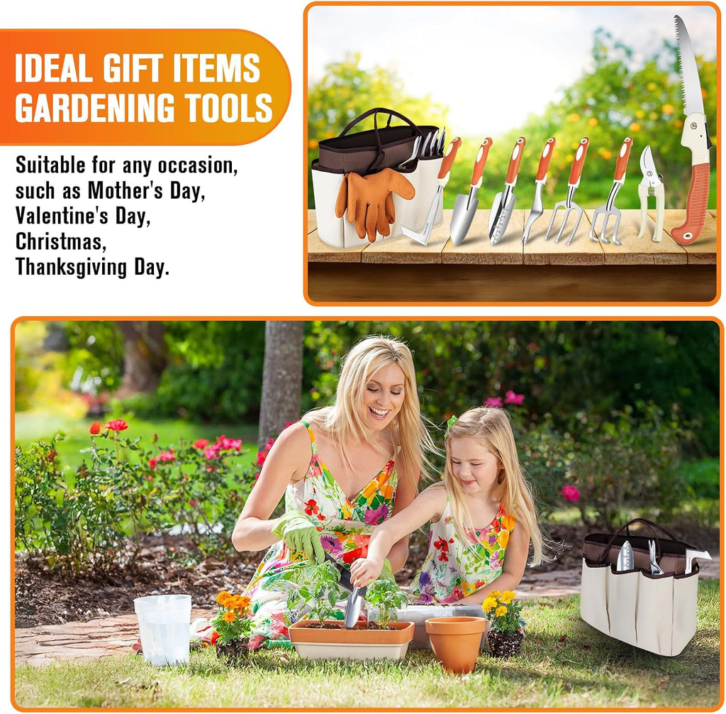 Piece Stainless Steel Garden Tool Set with Storage Bag, Heavy Duty Gardening Kit for Planting, Digging, Pruning & Transplanting