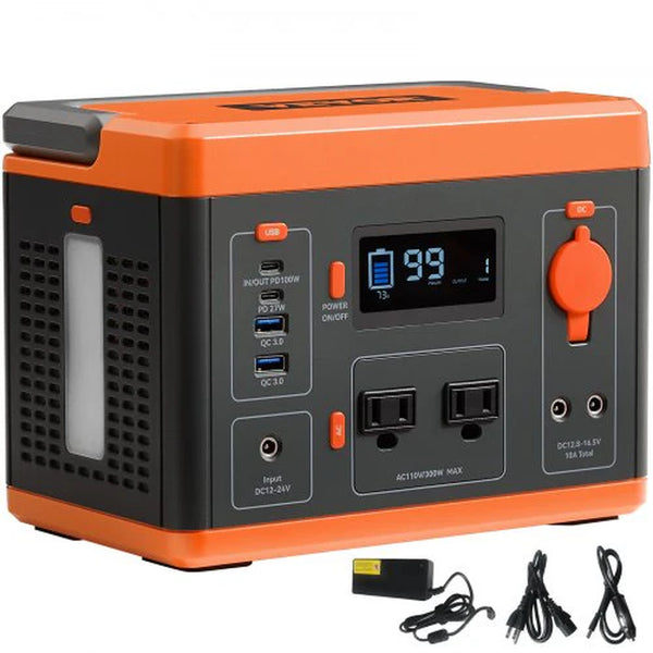 296Wh Portable Power Station, 300W Solar Generator with Lithium Battery, Portable Power Supply for Camping, Travel, Outdoor & Emergency Backup