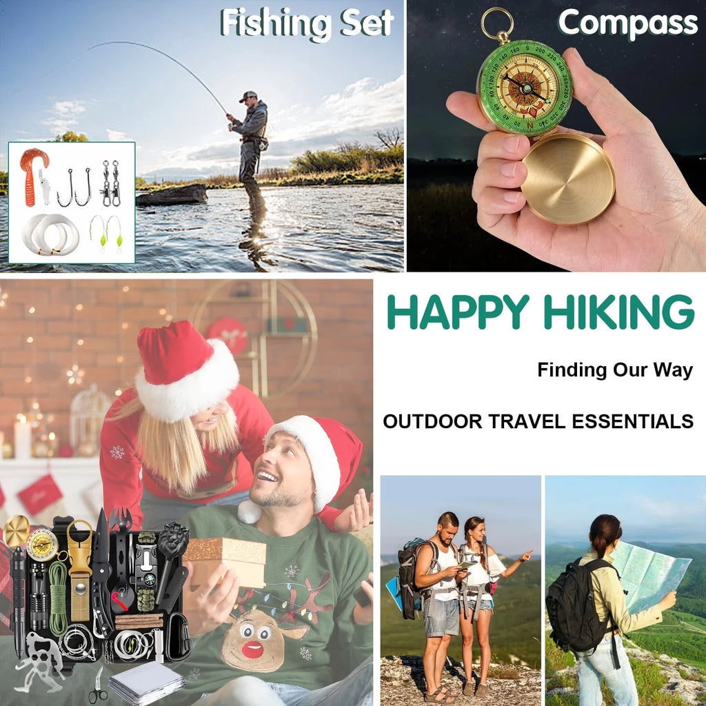 35-in-1 Survival Kit, Emergency Survival Gear & Outdoor Camping Accessories, Portable Survival Tools for Camping, Hiking, Fishing & Hunting