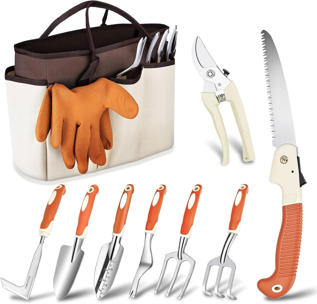 Piece Stainless Steel Garden Tool Set with Storage Bag, Heavy Duty Gardening Kit for Planting, Digging, Pruning & Transplanting