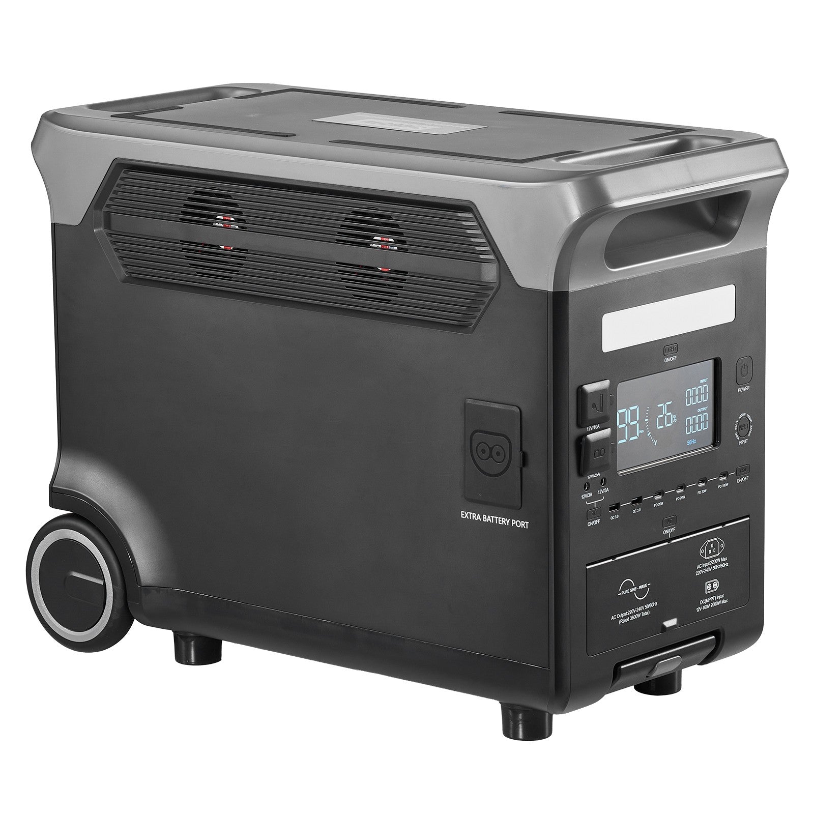 3840Wh Portable Power Station, 3600W Solar Generator with 10 Output Ports, Battery Backup for Camping, RV, Travel & Emergency Home Use