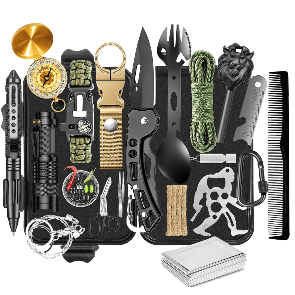 35-in-1 Survival Kit, Emergency Survival Gear & Outdoor Camping Accessories, Portable Survival Tools for Camping, Hiking, Fishing & Hunting