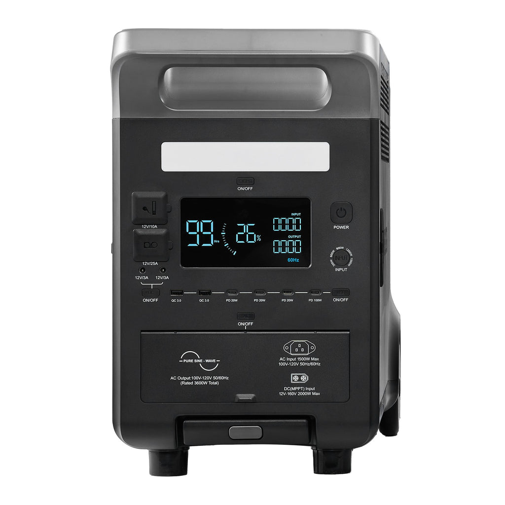 3840Wh Portable Power Station, 3600W Solar Generator with 10 Output Ports, Battery Backup for Camping, RV, Travel & Emergency Home Use