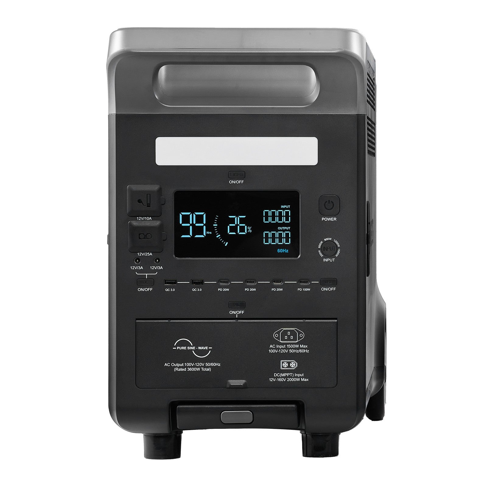 3840Wh Portable Power Station, 3600W Solar Generator with 10 Output Ports, Battery Backup for Camping, RV, Travel & Emergency Home Use