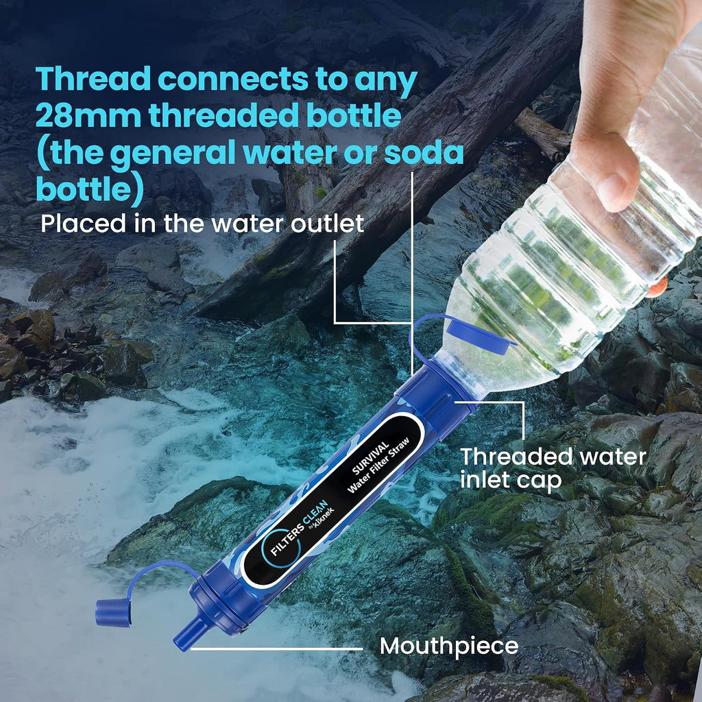 0.1 Micron Survival Water Filter Straw, 4,000L Portable Personal Water Purifier, Removes 99.9999% of Bacteria & Protozoa, Lightweight Filter for Hiking, Camping & Emergency Preparedness