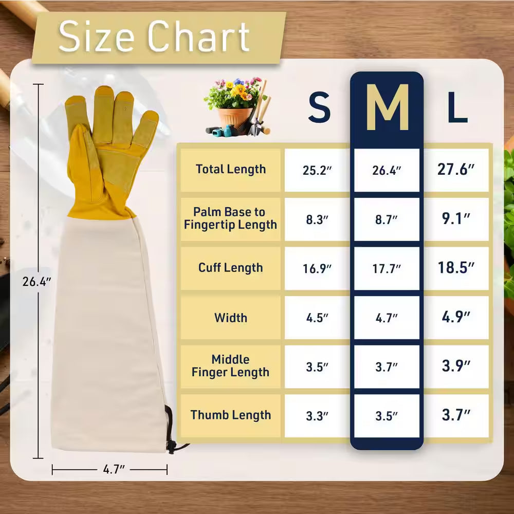 Long Gardening Gloves, Medium, Protective Garden Gloves for Planting, Pruning & Weeding