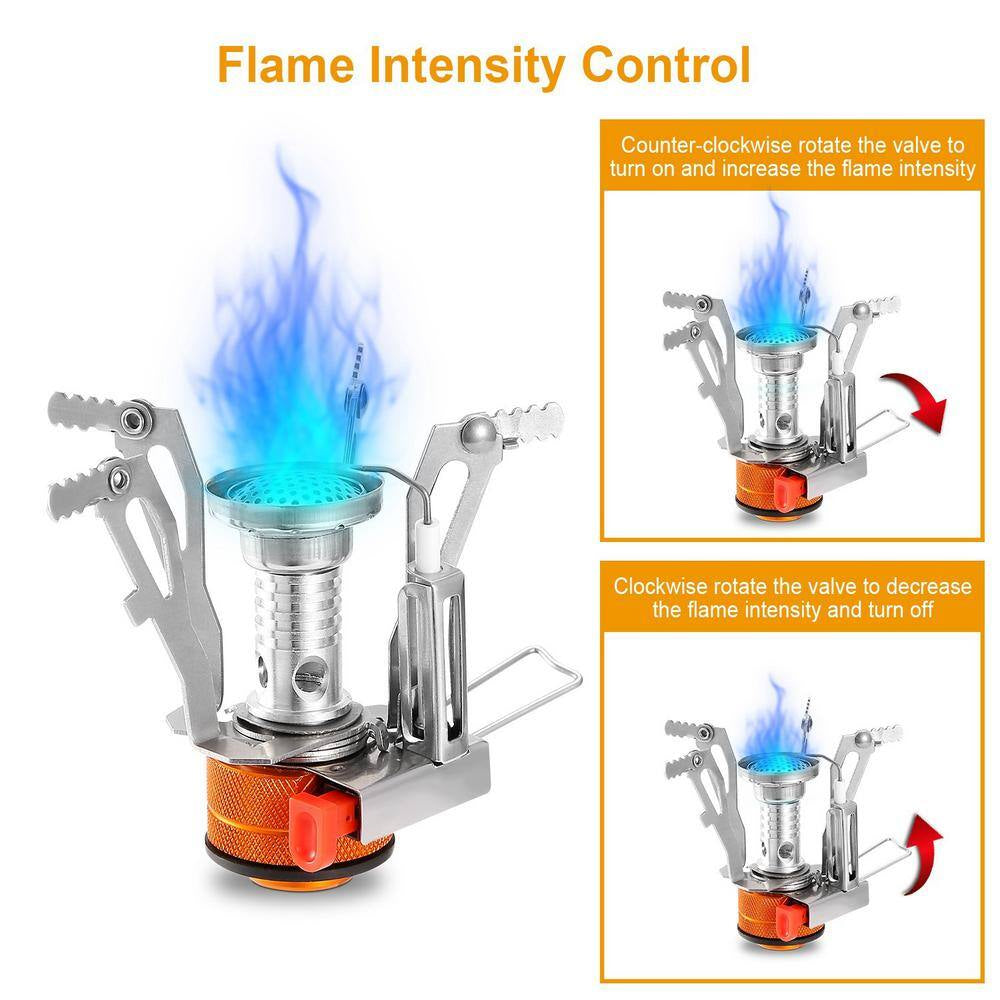 Ultralight Foldable Camping Stove, Portable Backpacking Gas Stove with Piezo Ignition for Hiking, Camping & Outdoor Cooking