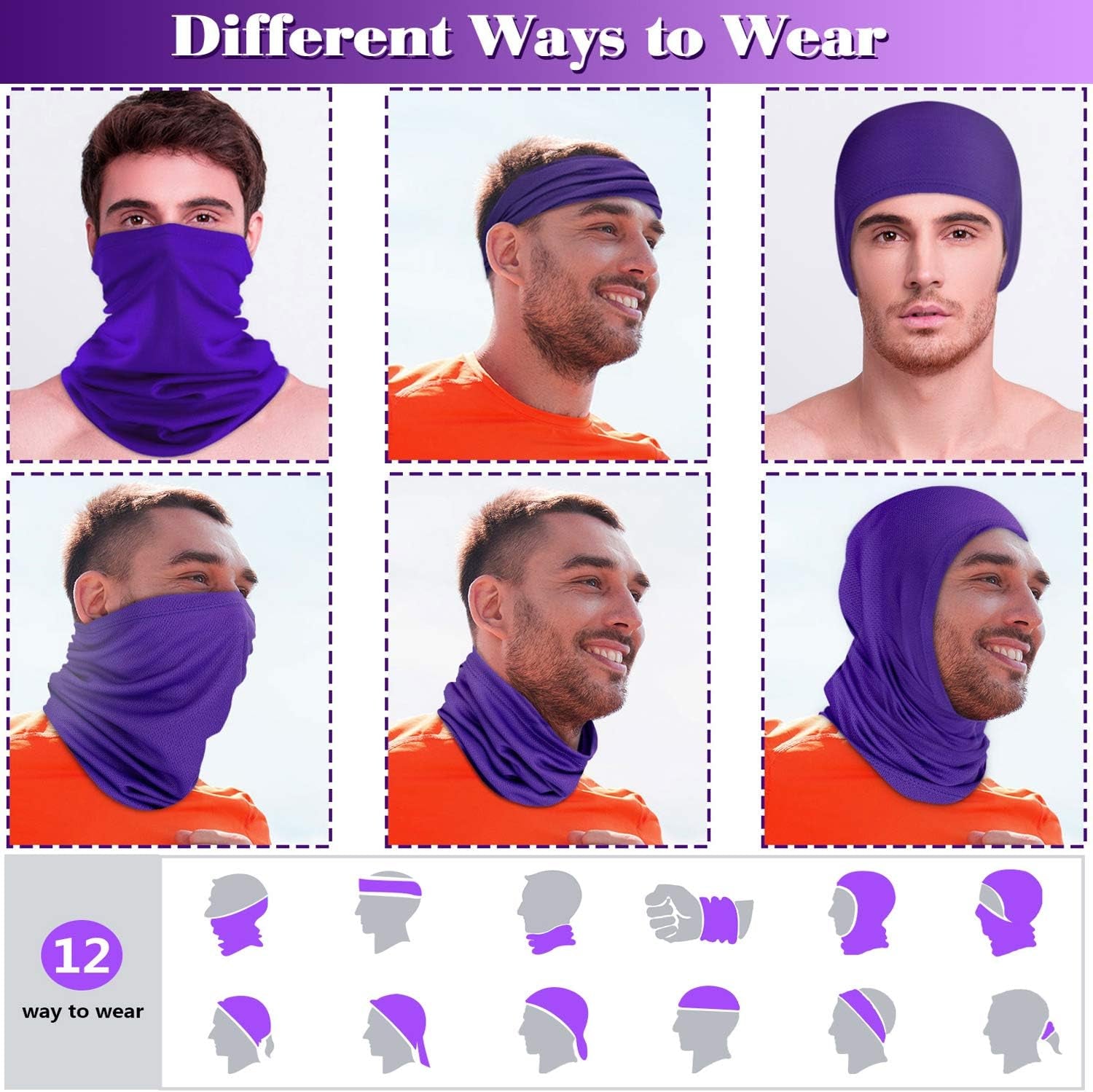 Summer Neck Gaiter Mask Windproof Scarf UV Protection Balaclava Bandanas Breathable Outdoor for Men Women