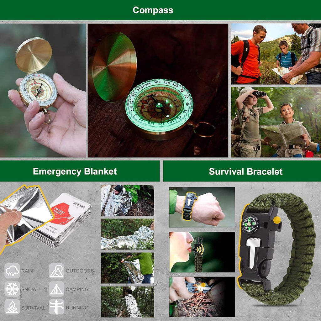 Survival Kits 27 in 1, Survival Gear and Supplies, Christmas Stocking Stuffers Camping Accessories Tactical Gear Fishing Equipment for Camping Hiking Hunting, Christmas Birthday Gifts for Men