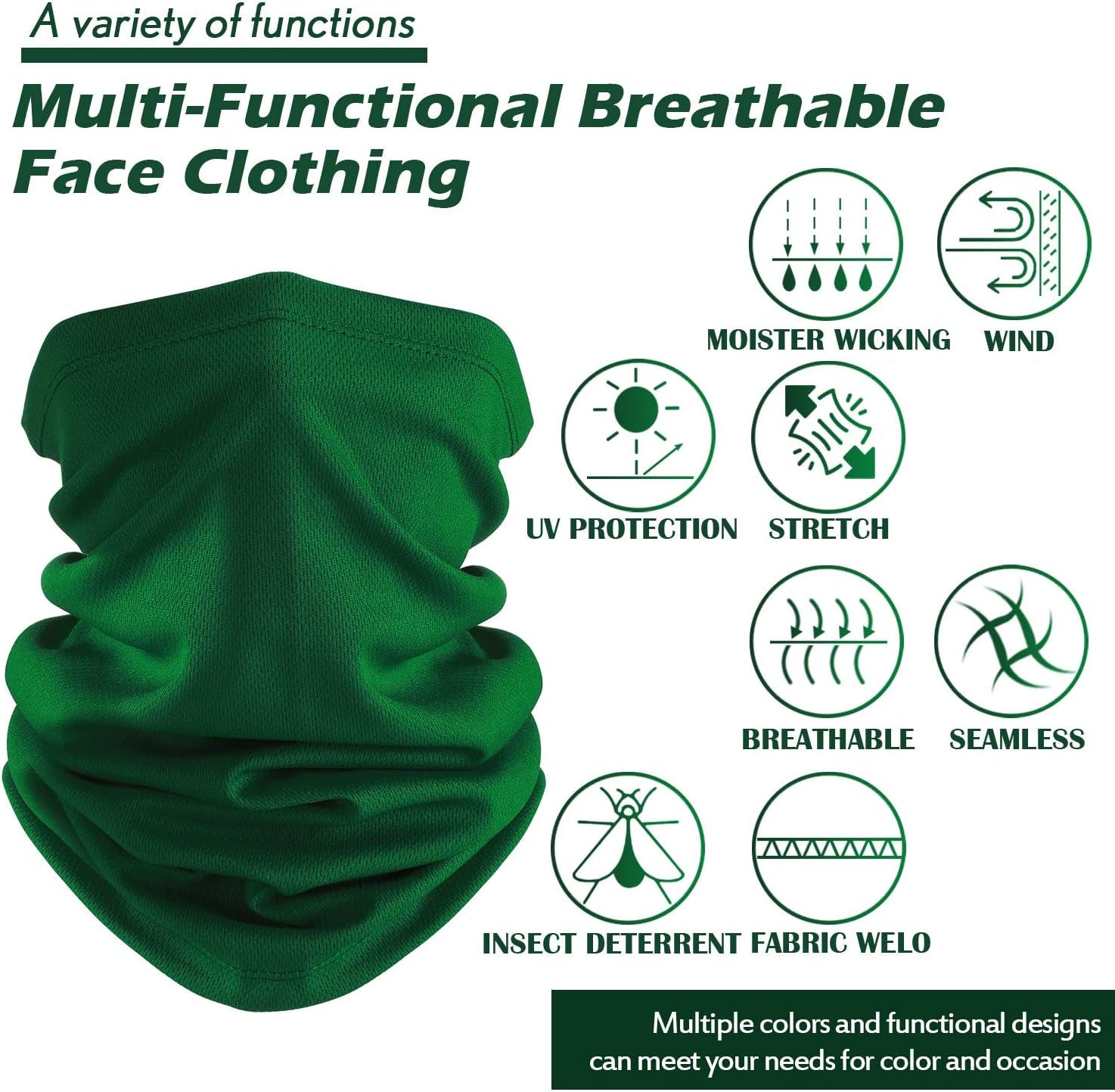Summer Neck Gaiter Mask Windproof Scarf UV Protection Balaclava Bandanas Breathable Outdoor for Men Women