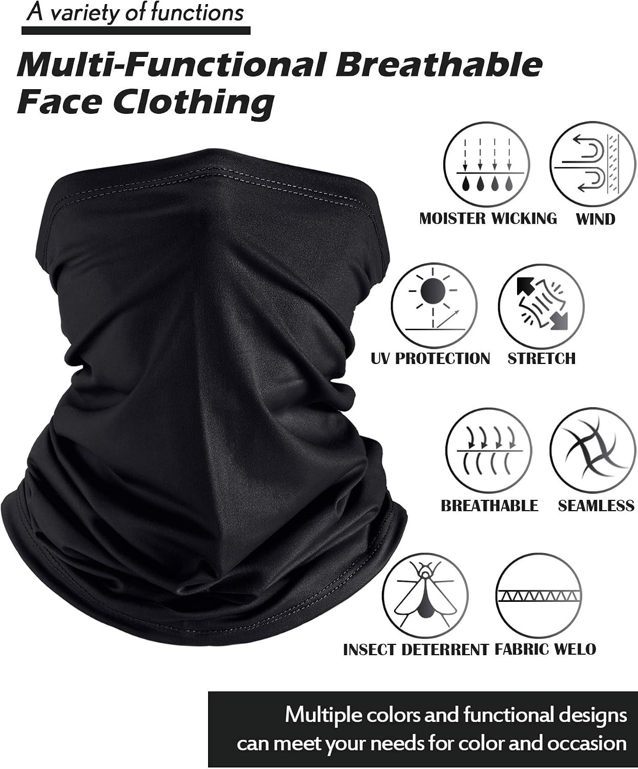 Summer Neck Gaiter Mask, Breathable UV Protection Scarf & Balaclava, Lightweight Windproof Face Cover for Men & Women, Outdoor Bandana for Hiking, Cycling & Riding