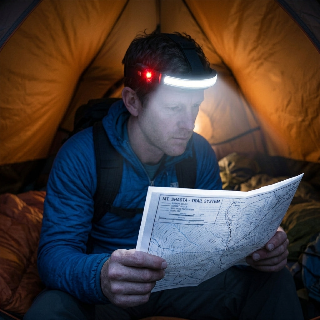 USB Rechargeable LED Headlamp, 1000 Lumens with 230° Wide Beam & Red Taillight, Waterproof Headlight for Camping, Hiking, Running & Hard Hat Use