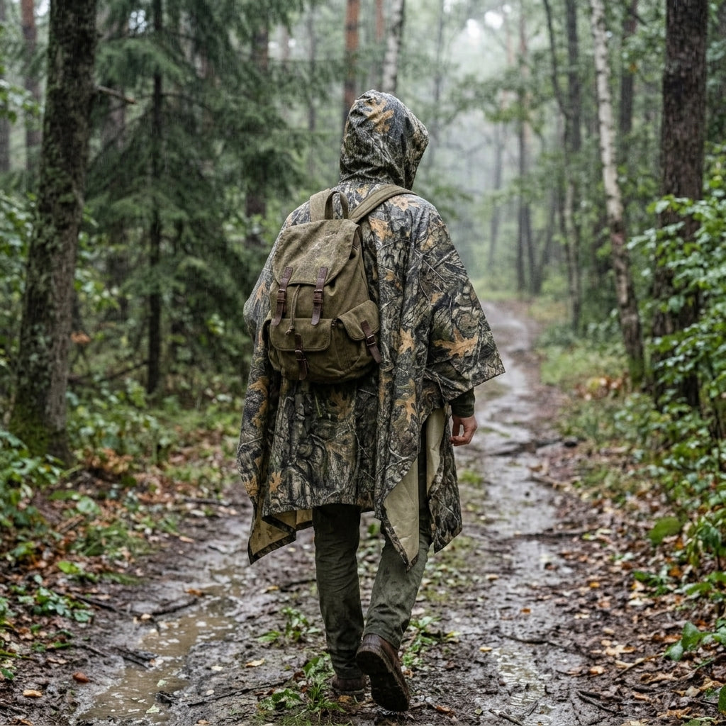 LOOGU Rain Poncho, Waterproof Camouflage Rain Coat Outdoor Camo Shelter Ground Sheet