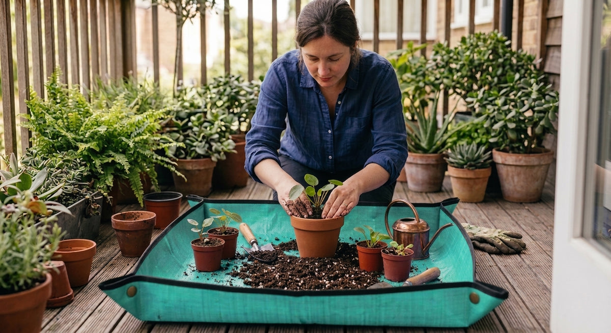 Waterproof Foldable Plant Repotting Mat, PE Gardening Potting Pad for Planting, Transplanting & Flower Potting