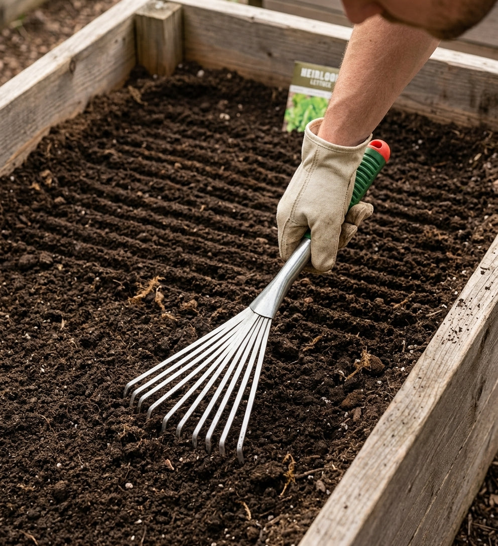 Small Gardening Hand Rake, Garden Cultivator Tool for Soil Loosening, Weeding & Planting
